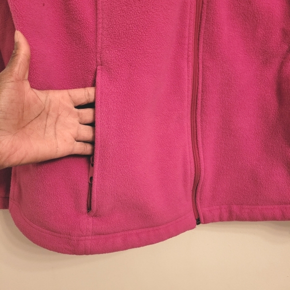 COLUMBIA Women's 2X plus size Fuchsia Pink full zip warm cozy fleece jacket - Picture 3 of 13